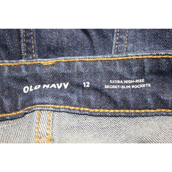 Old Navy women's extra high rise secret slim‎ pockets flare dark wash jeans 12 - Picture 7 of 10